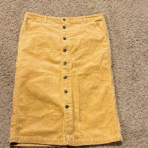 D.Jeans size 16 Corduroy Button-Front Skirt in Mustard Yellow